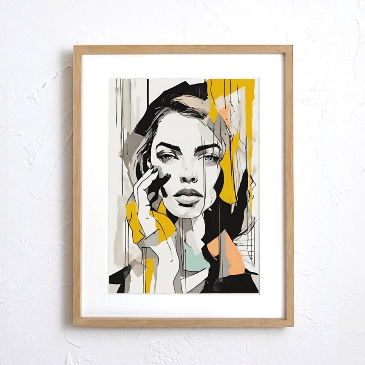 Ture｜女性肖像をくすみカラーで描くアブストラクトアートポスター｜大人の空間を彩るモダンインテリア額縁付き国内生産A3ポスター