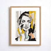 Ture｜女性肖像をくすみカラーで描くアブストラクトアートポスター｜大人の空間を彩るモダンインテリア額縁付き国内生産A3ポスター