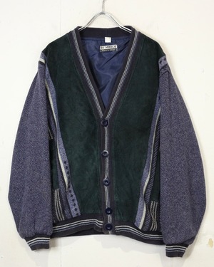 【Caka act2】Suede Switching Euro Vintage Cardigan Jacket