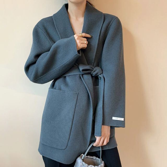 【予約販売】ガウンジャケット レディース ミディアム丈 大人可愛い エレガント シック 秋冬 アウター おしゃれ こなれ感 韓国