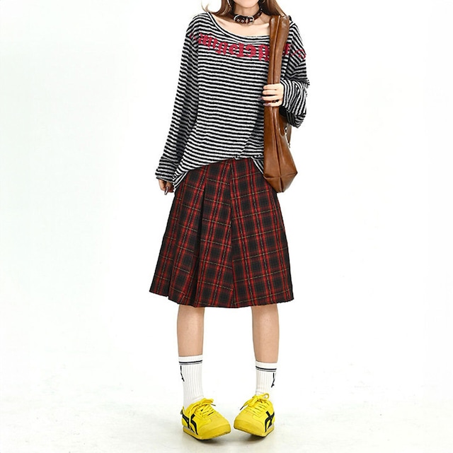 ゴシックレタリングボーダーボートネックカットソー 2col R01912