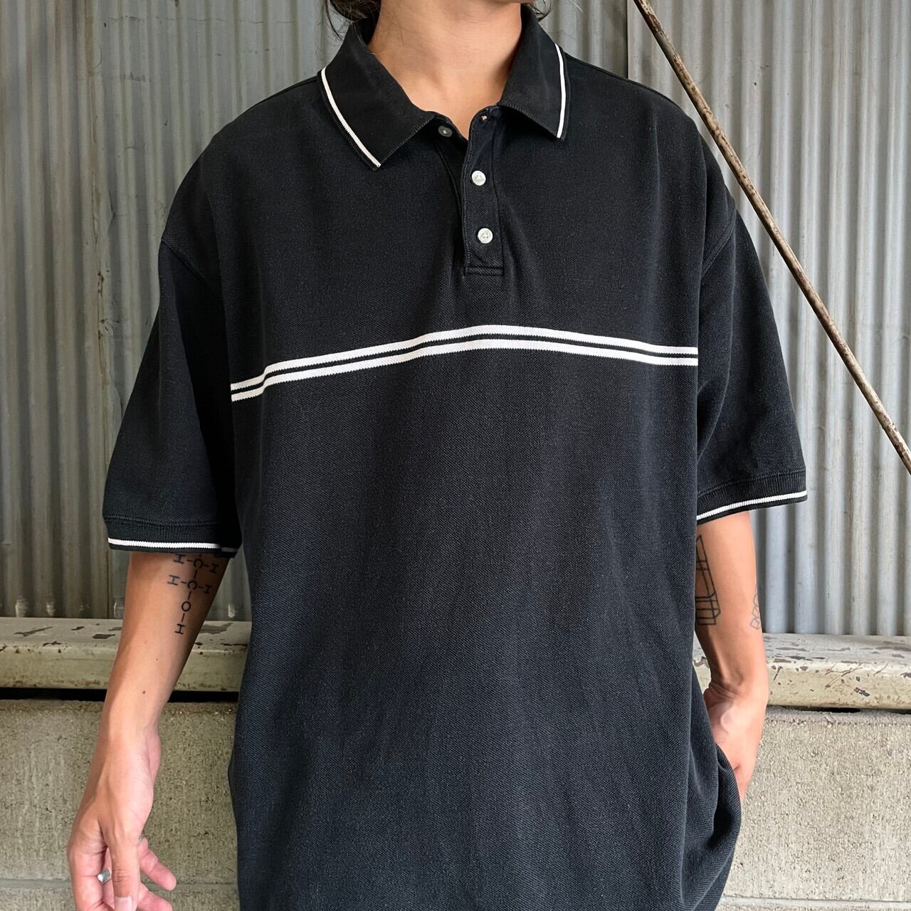 00年代 OLD GAP オールドギャップ 鹿の子 ラインデザイン ポロシャツ