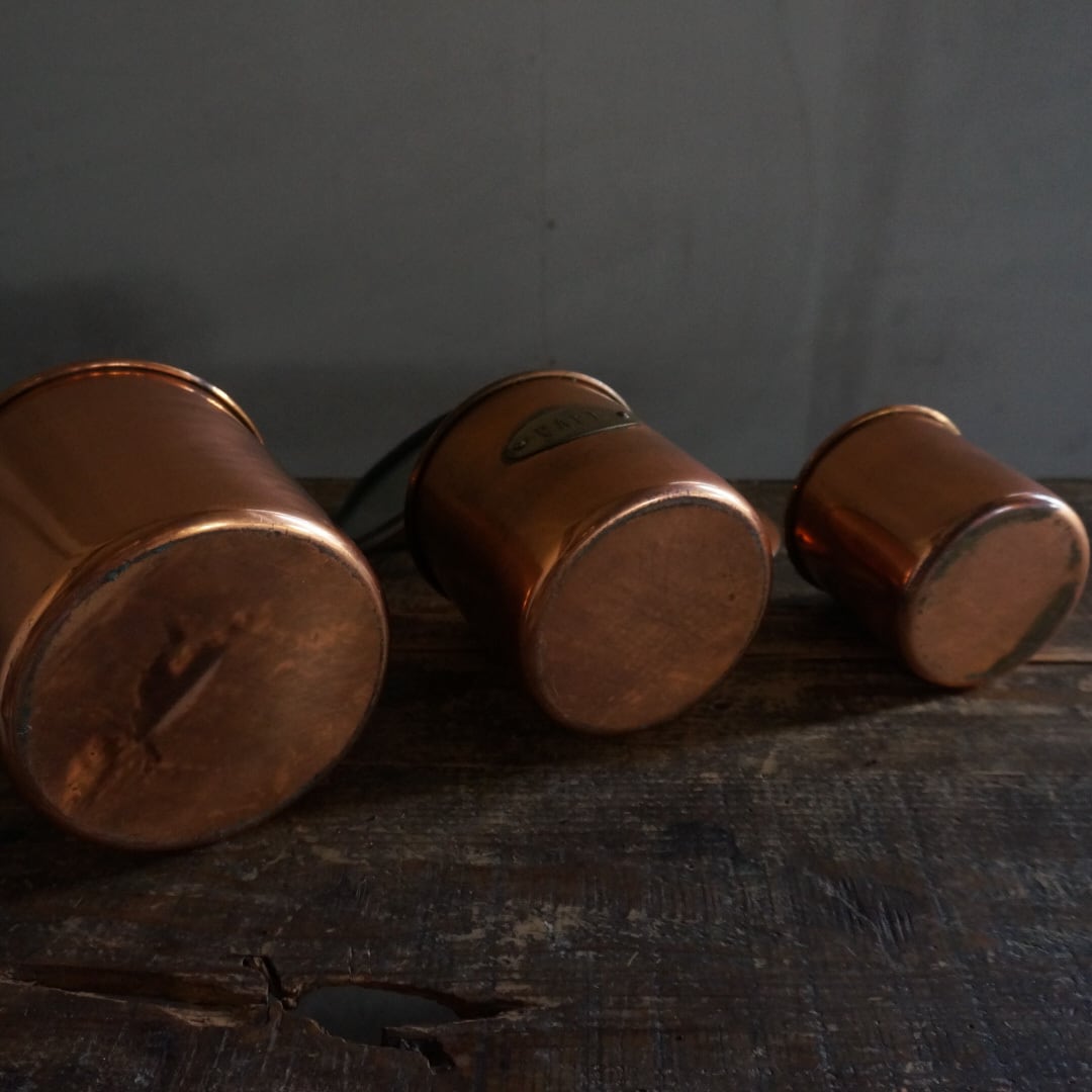 古いフランスの銅キャニスター3点セット | Konishi Koffee web shop