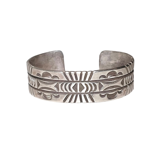 Geneve Ramone wide silver stamped bangle