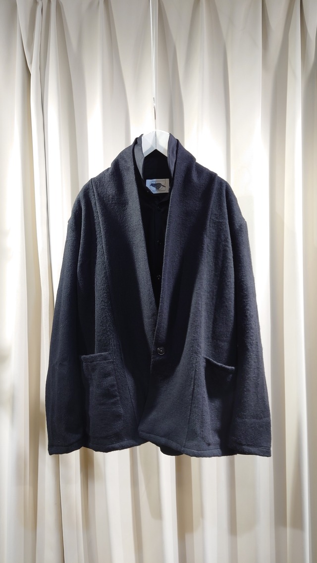 Garage.U.W  BISYU BLACK SHETLAND WOOL SHAWL COLLAR JACKET