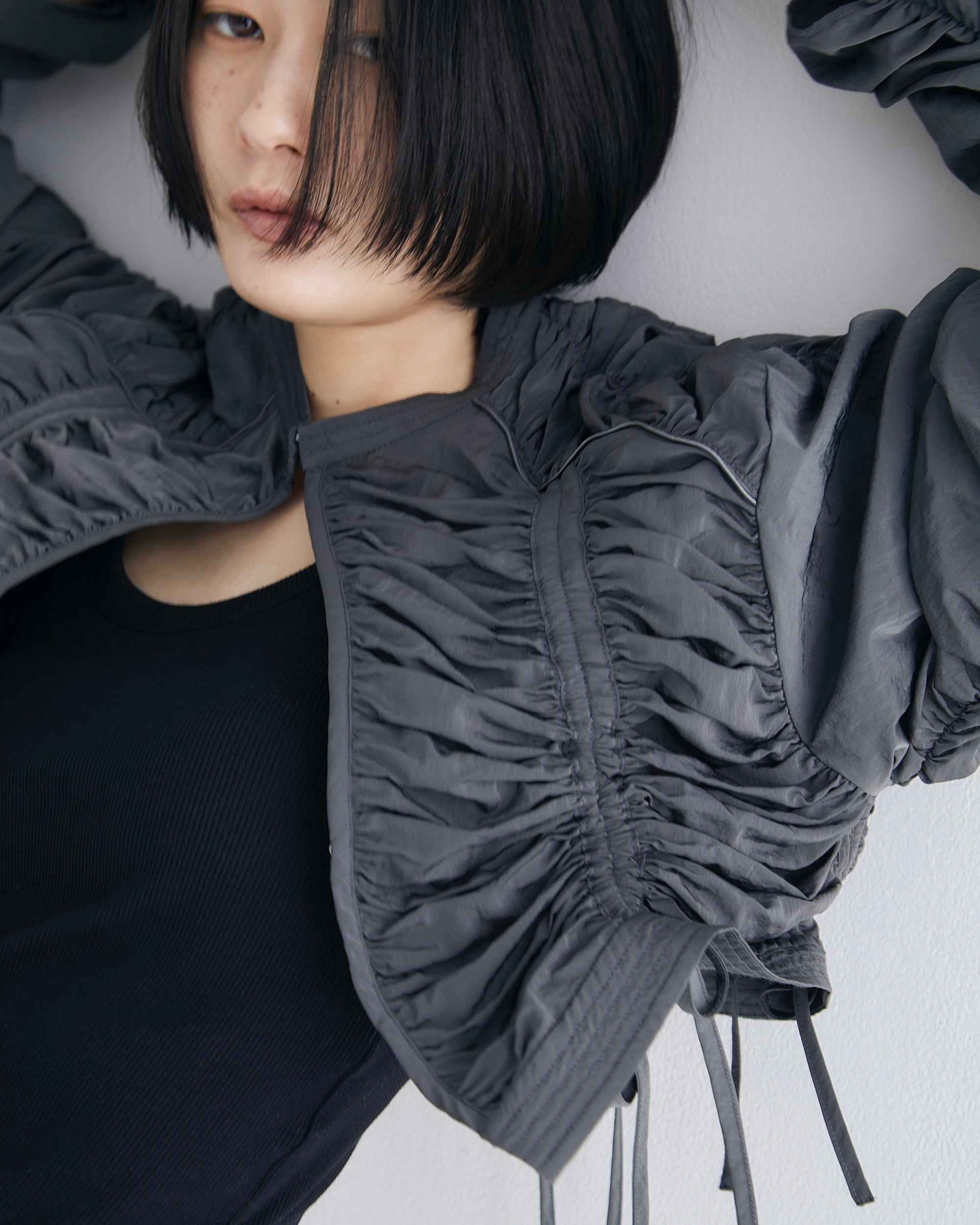 Bright Gather Blouse(GRAY) | selenahelios