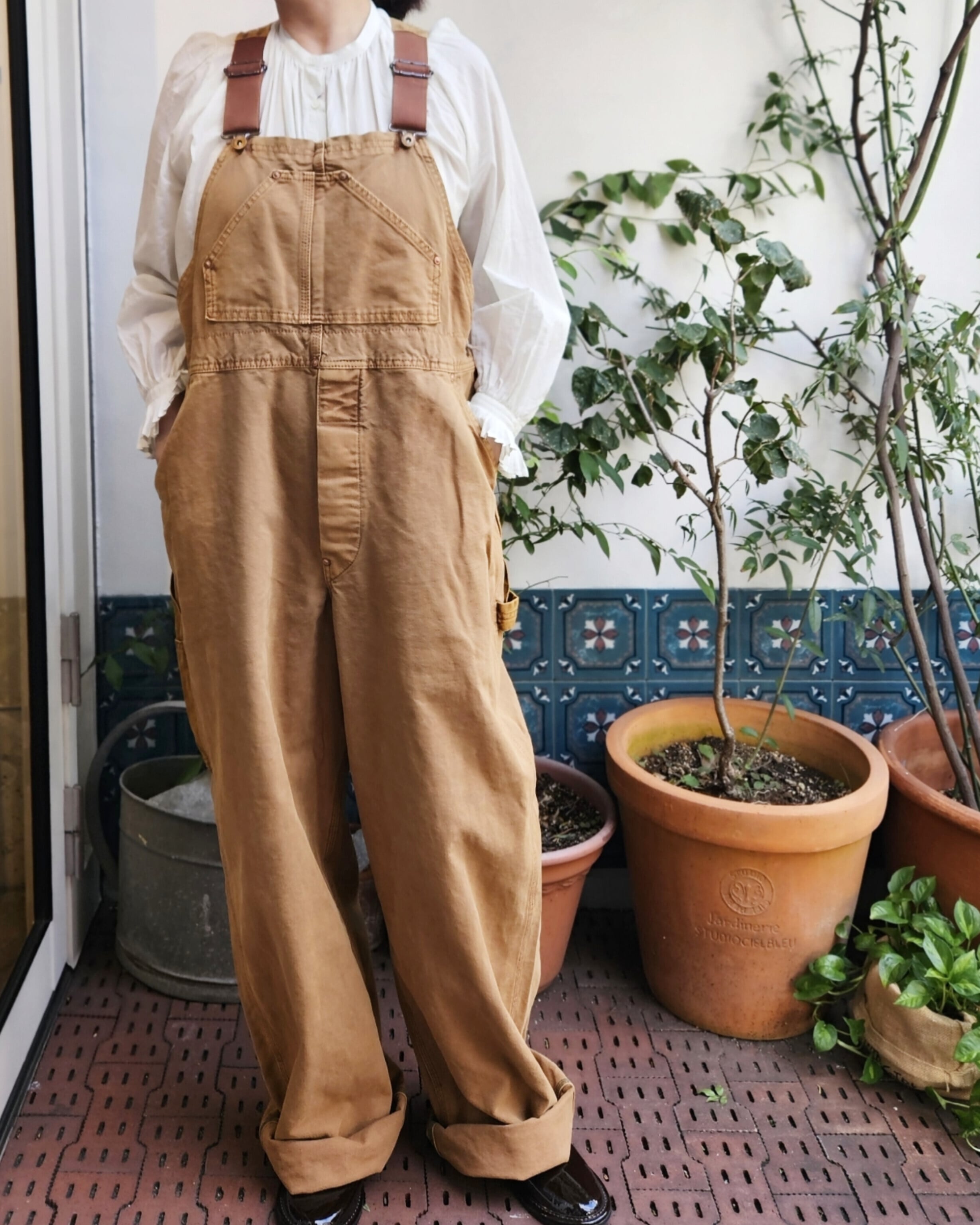 MARET】オーガニックダックワークオーバーオール / BEIGE / M25A61