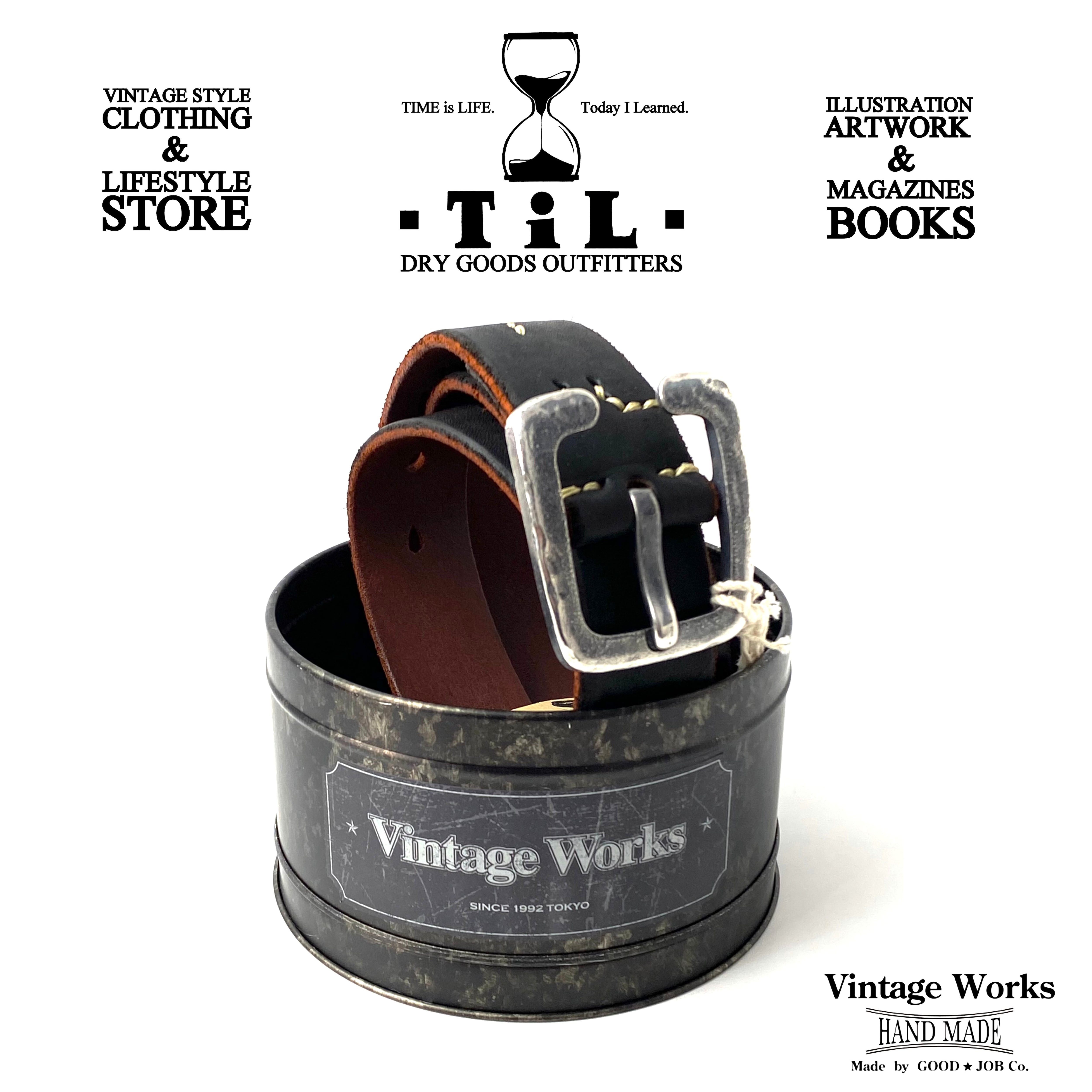 Vintage Works ヴィンテージワークス Leather belt 7Hole レザーベルト 7ホール 茶芯 [DH5536-chasin]  TiL (ティル）