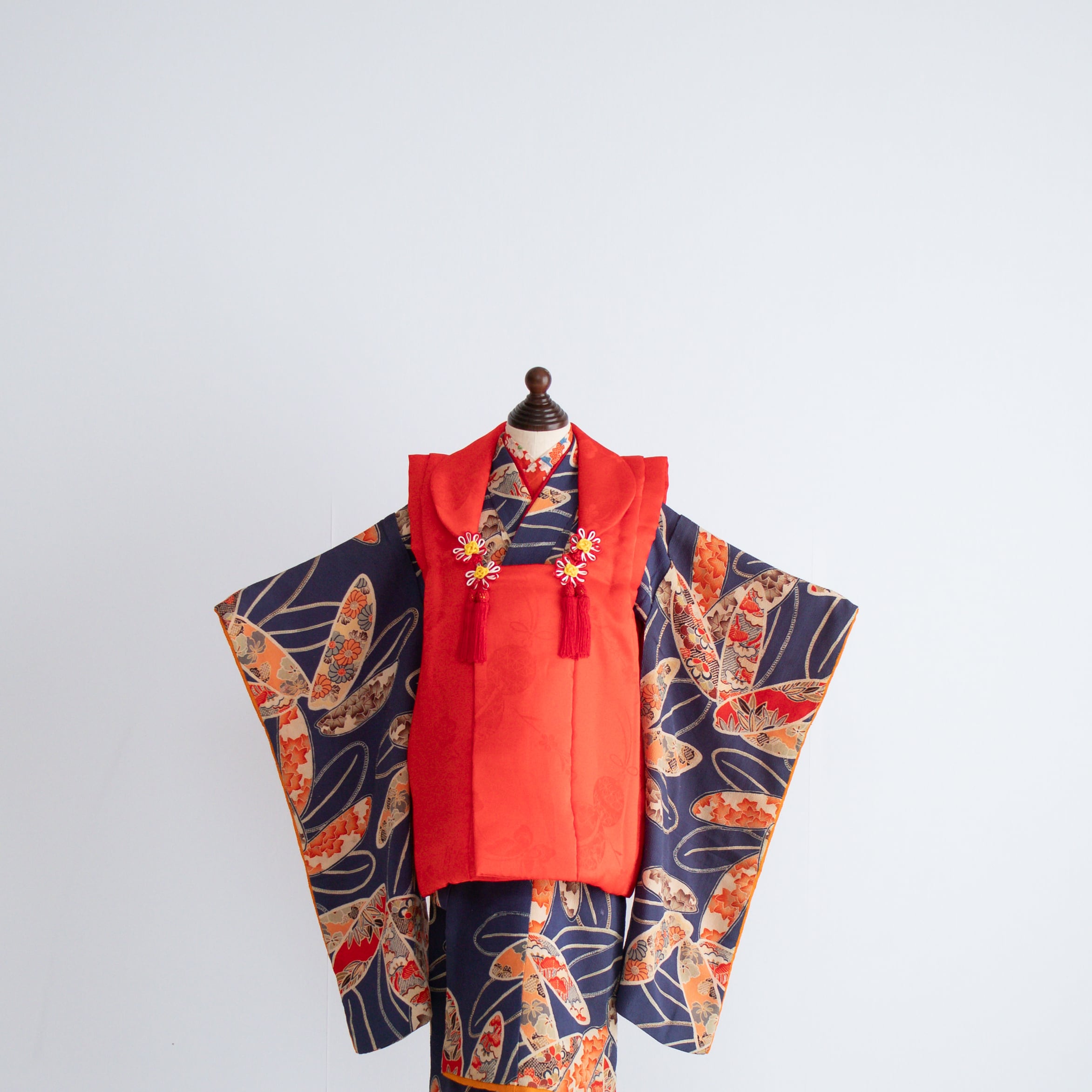 女の子被布style 『紺』/SA3025 (対応身長目安 85㎝~95cm)