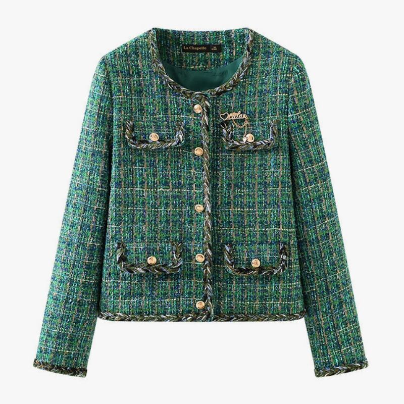 Green tweed check jacket M4518 | Mbeaute 