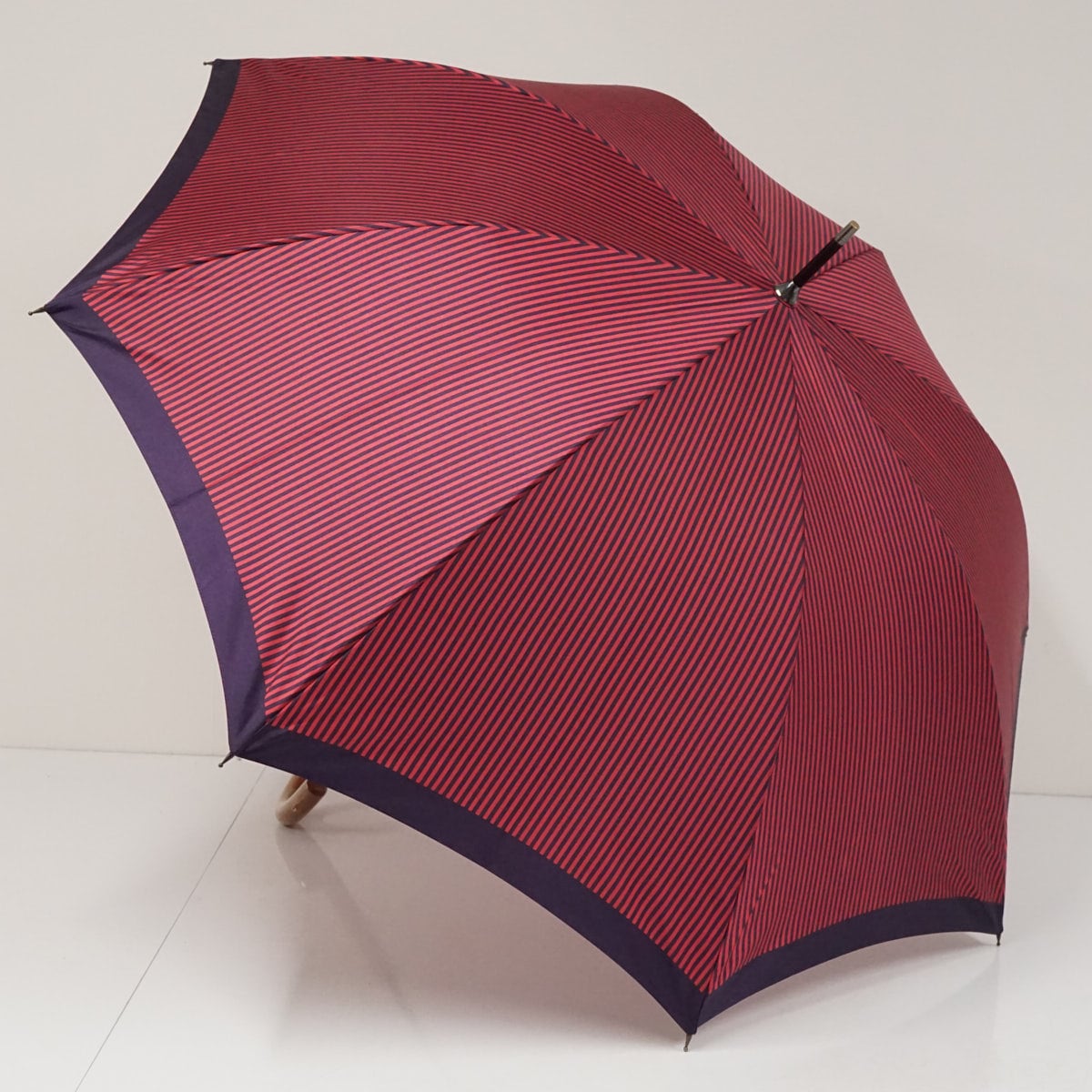 傘 丸安洋傘（株） USED美品 ストライプ ピンク バイオレット 日本製
