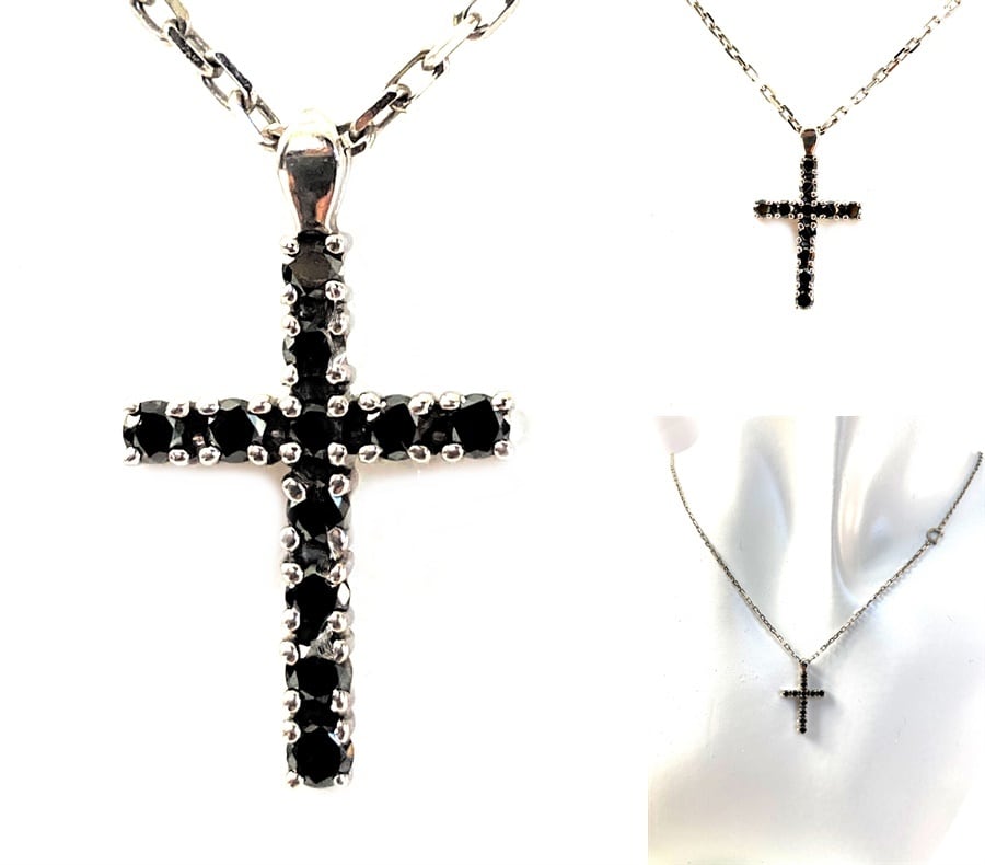 DAMIANI ダミアーニ メンズ コレクション プレスティージュ K18 ブラックダイヤ クロス ネックレス