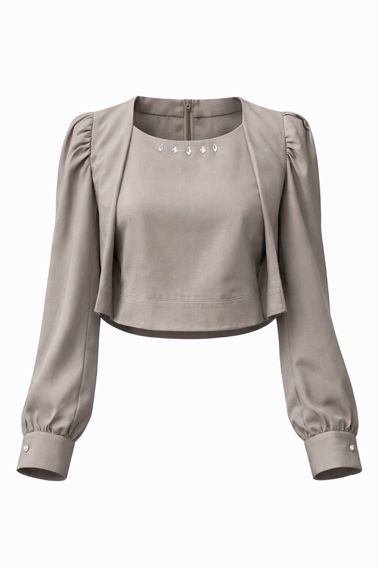 ビジューボリュームスリーブトップス / BEIGE