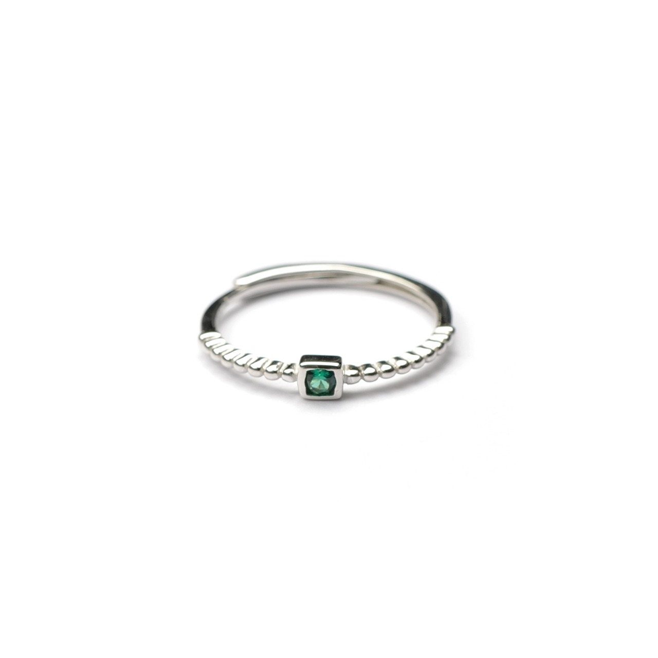 S925 SQUARE GREEN ZIRCONIA RING SILVER