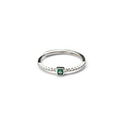 S925 SQUARE GREEN ZIRCONIA RING SILVER