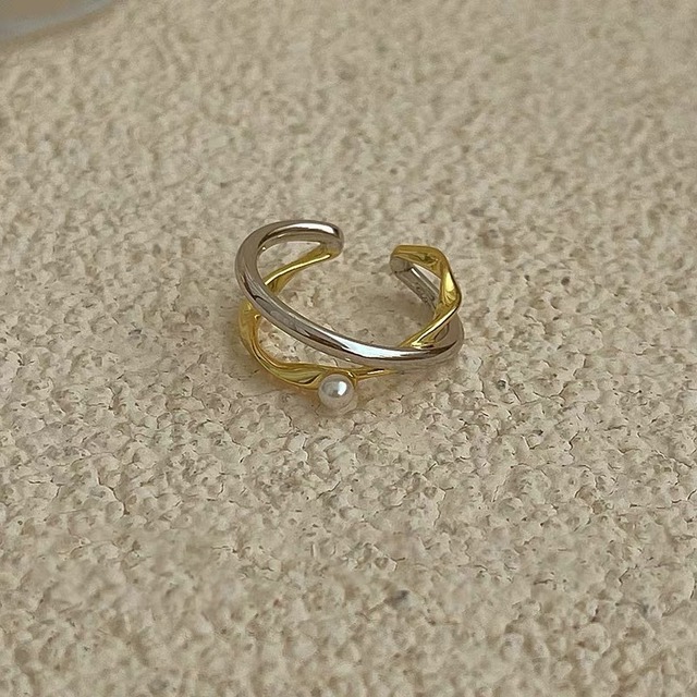 S925 Double Line Pearl Ring