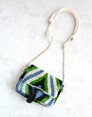 ＊Silk Ikat velvet タッセルMINI BAG ＊Green