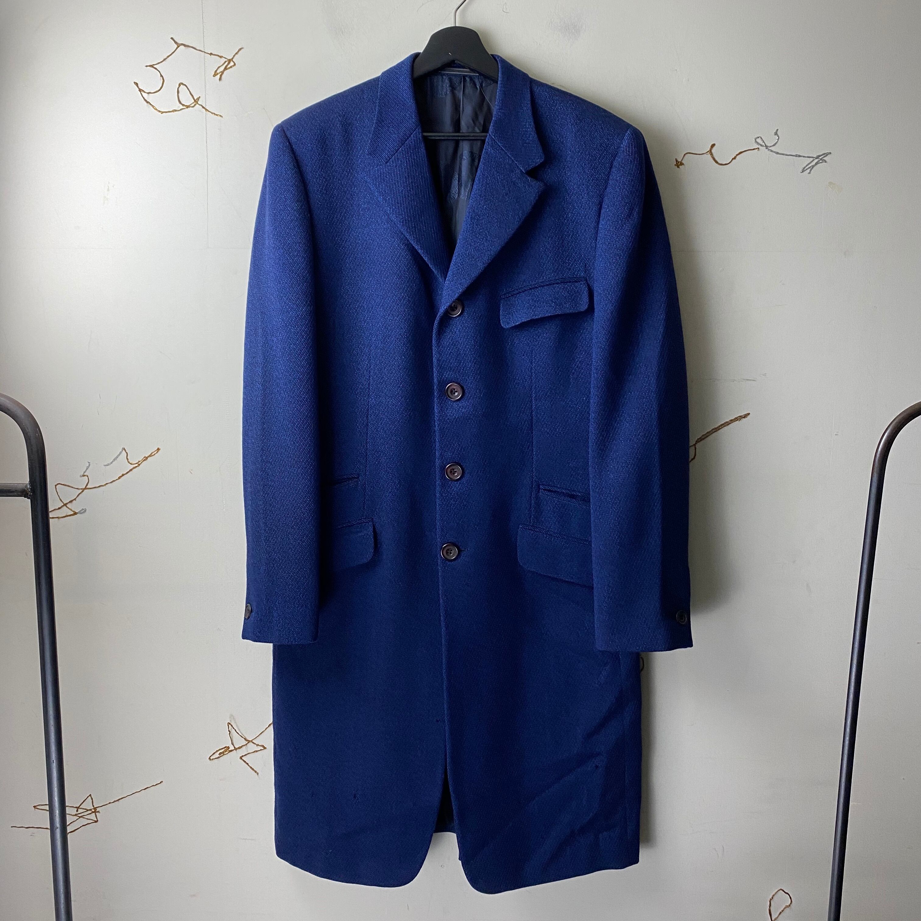 GIANNI VERSACE blue single long coat | NOIR ONLINE