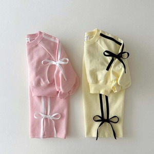 【BABY&KID】秋新作蝶結び付けスウェットセット2色
