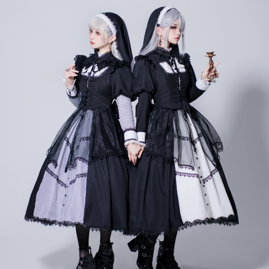 ゴスロリ通販 With U ゴスロリ オールインワン ドレス 編み上げベスト