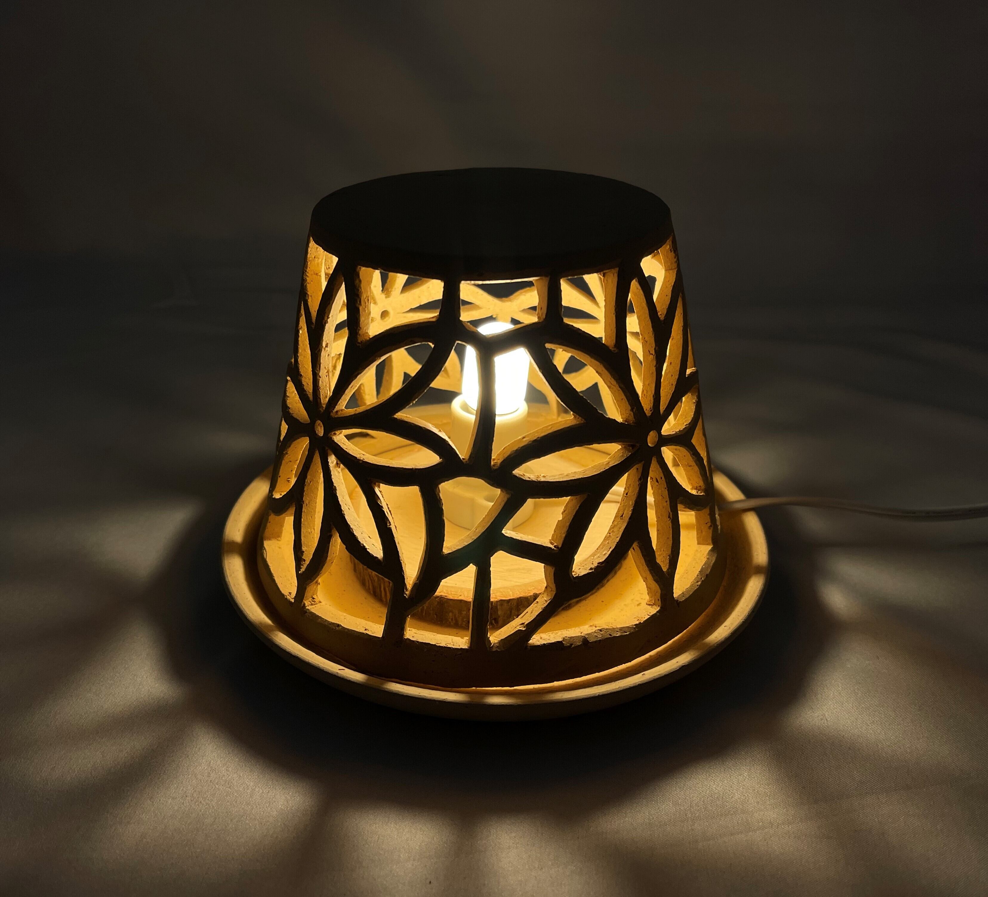 陶華光ランプシェード 匠 コスモス畑 【T12】（本体＋皿＋照明セット