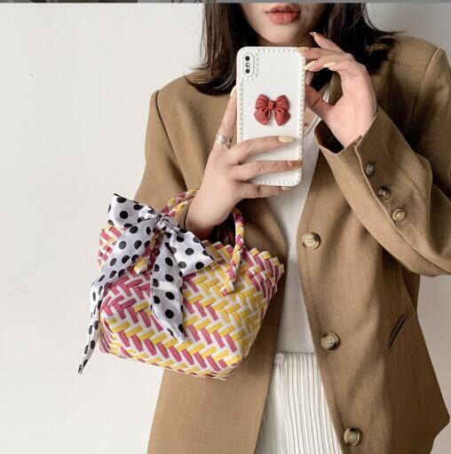 【YAYA】新作・バッグ・レディース・ バスケットバッグ・編みバッグ・かごバッグ・スカーフ付き