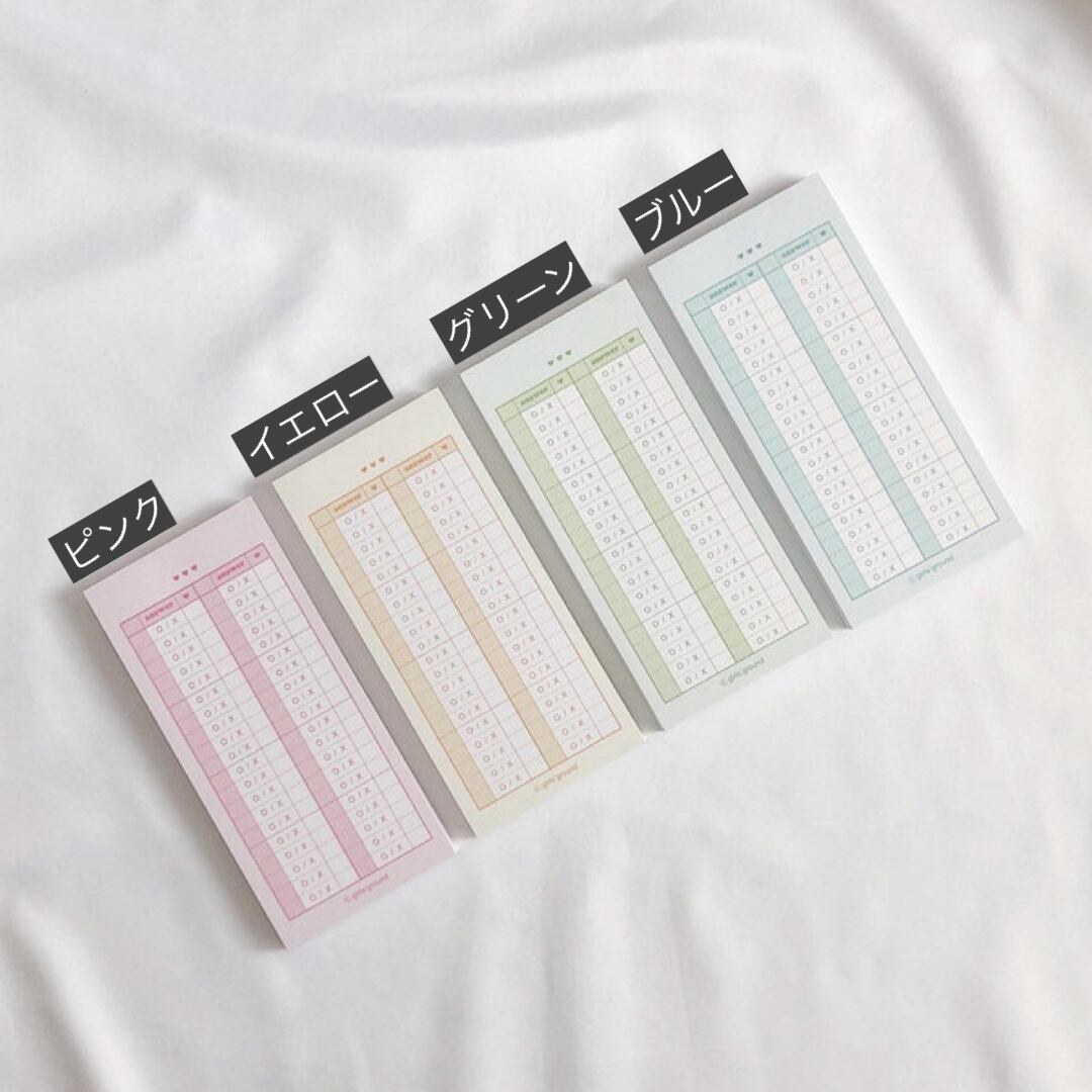 メモパッド Ox マークシート 韓国文具 Girls Ground La Violette