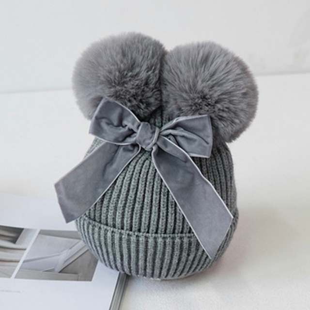 130✳︎全5色 ポンポン×リボンニット帽 | 海外Baby&kids服＊Lecca 