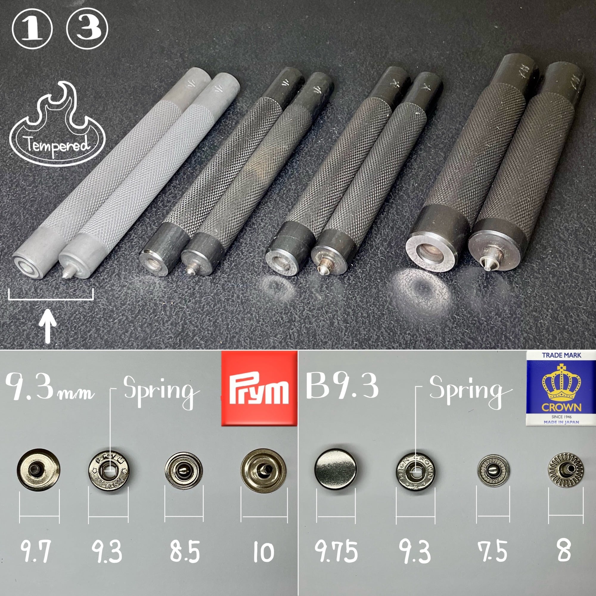 専用ページ.。.:⋈*  ボネ　№1 バネホック打 (①・③) 焼入れ加工 | okafactory 岡製作所