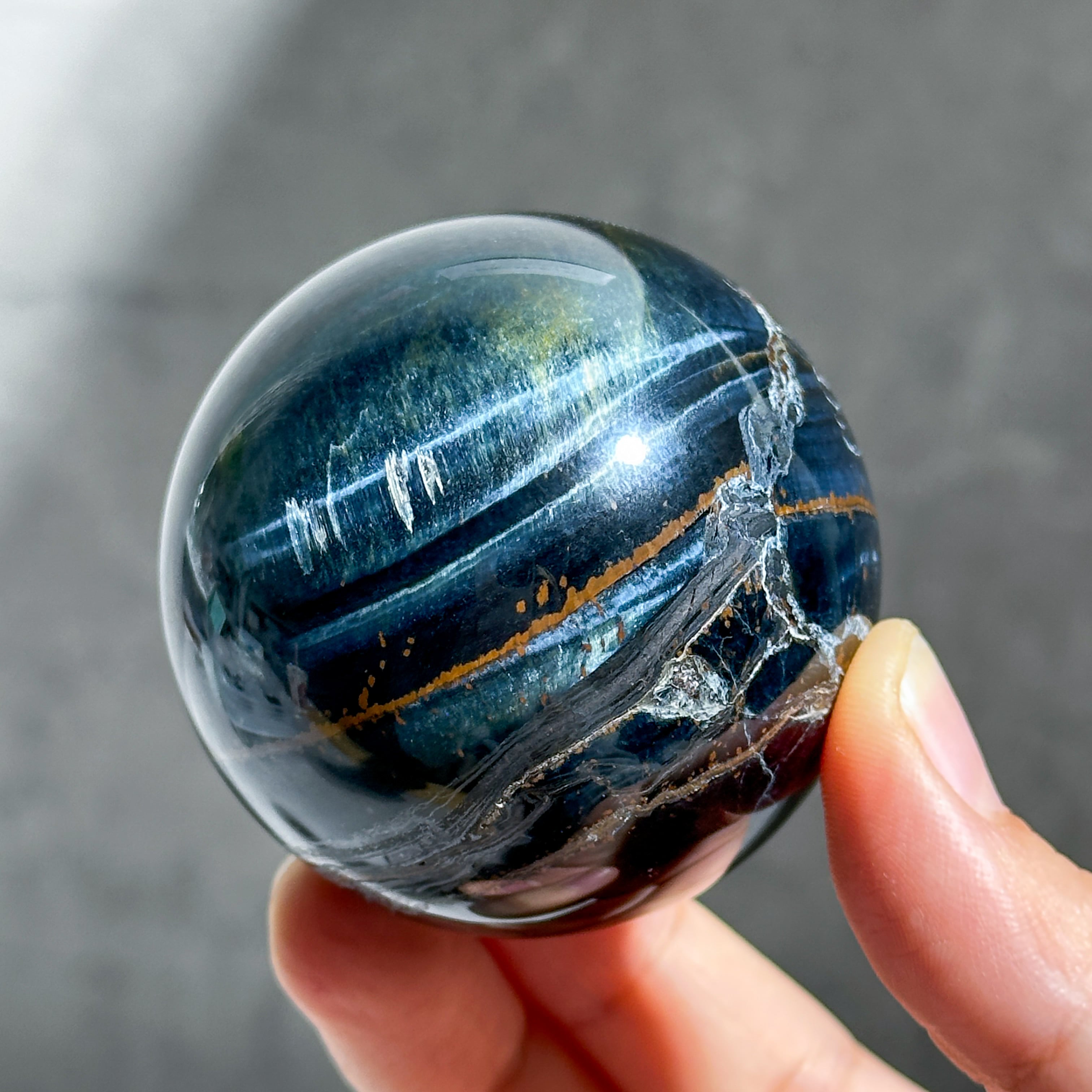 ブルータイガーアイ スフィア 02◇Blue Tiger's eye◇天然石・鉱物・パワーストーン