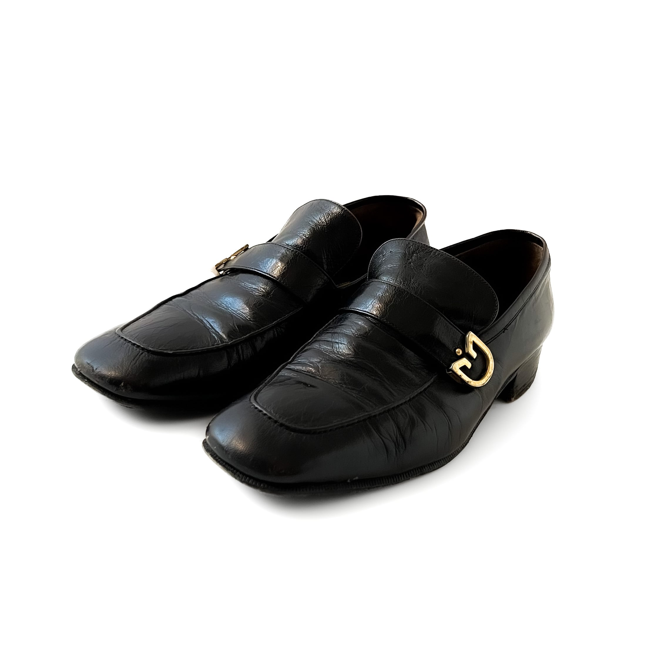 70s old gucci 筆記体 made in italy表記 black leather loafers 70年代 筆記体グッチ  ブラックレザーローファー | anti knovum（アンタイノーム）