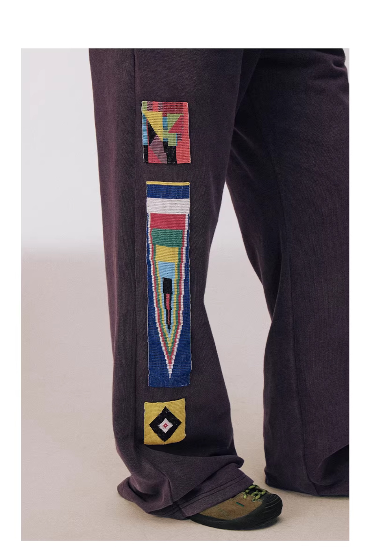 CONP Handmade Beaded Flag Flared Sweatpants