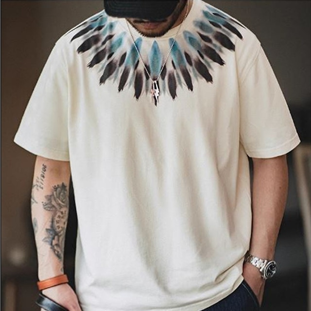 フェザープリントラウンドネックTシャツ 224034