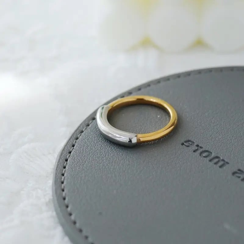 金アレ対応 316L 18k シンプルツートーンリング(0490)