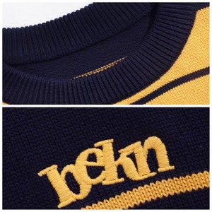 Oversized border knit sweater 1208