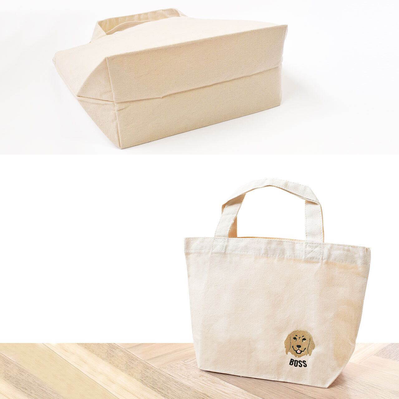 ゴールデンレトリバー刺繍 お散歩ハンドバッグ（名入れ可） ランチ