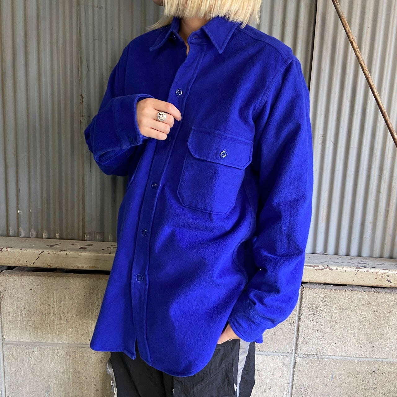 80年代 WOOLRICH ウールリッチ 無地 シャモアクロスシャツ 長袖 ...