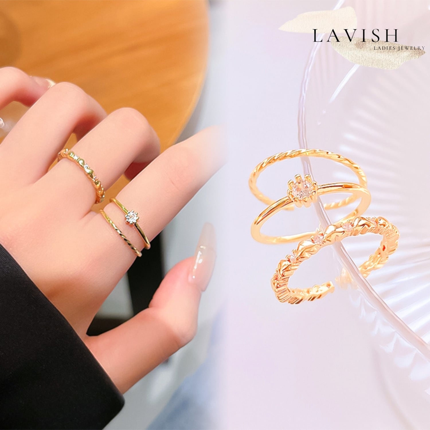 CZスリムライン3WAY リング レディース 指輪 ring