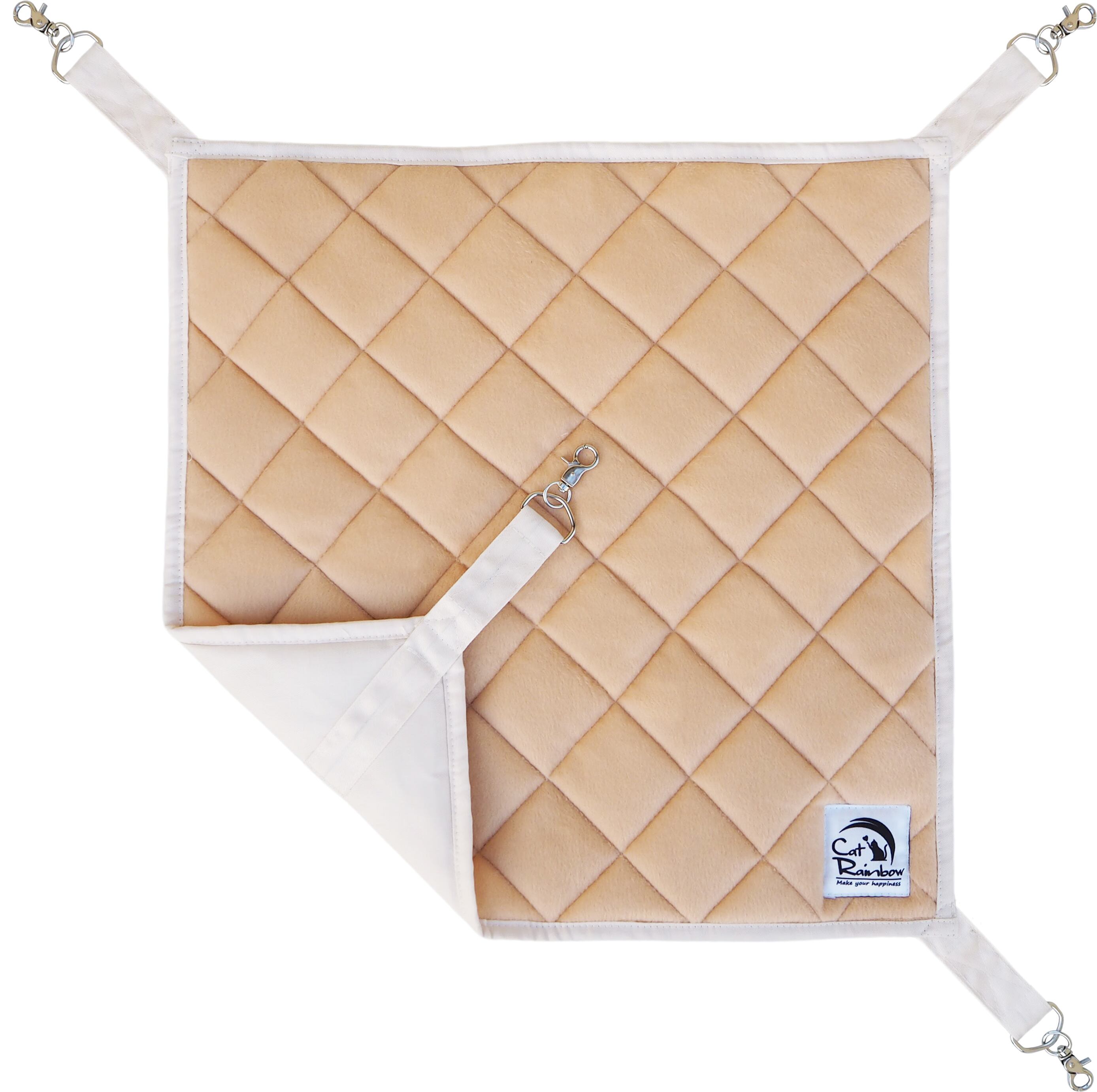 【猫ちゃん用】猫のハンモック　リバーシブルボア　グリーン/ベージュ/パープル