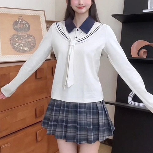 セーラーカラードッキングデザインポロトップス ・71799