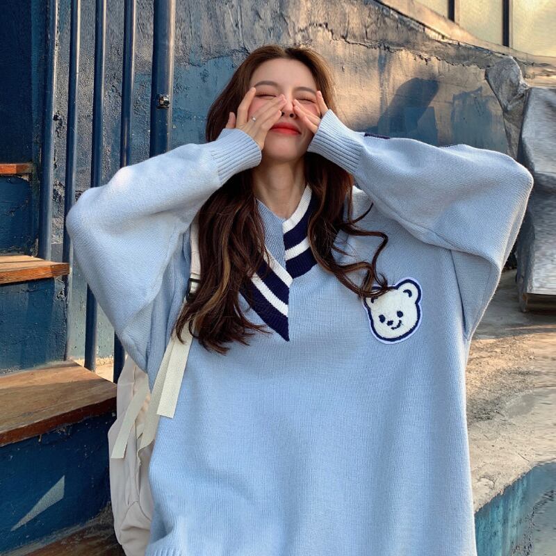 ブルーセーター スプリングオータムルーズVネックコート 春物 秋物 スーパーモール21247485557