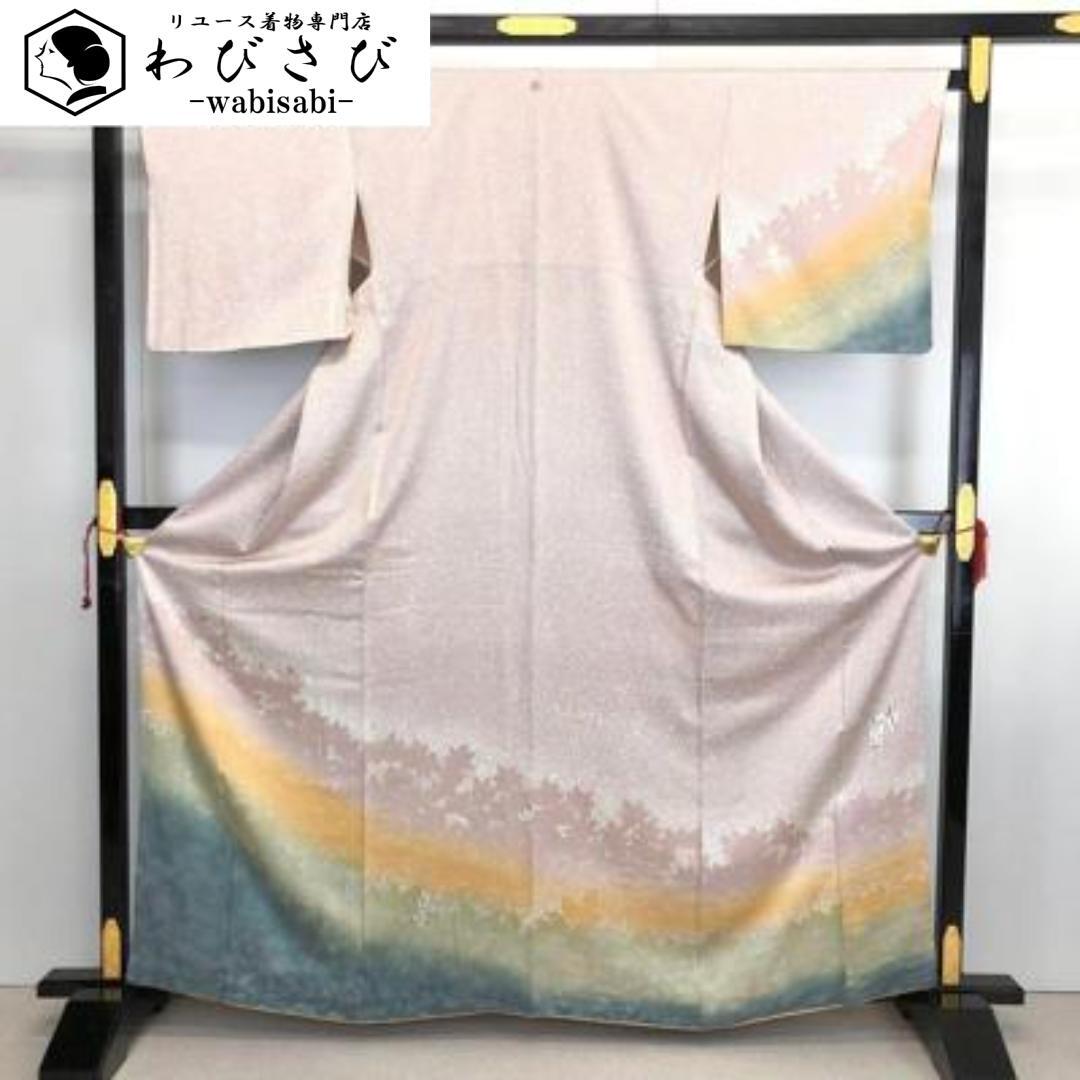 訪問着 陶流染 千寿 花唐草模様 鈍色 ガード加工 トールサイズ K-3559 訪問着 陶流染 千寿 花唐草模様 鈍色 ガード加工 トールサイズ K-3559