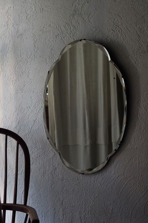カットガラスオーバルミラー-antique oval mirror