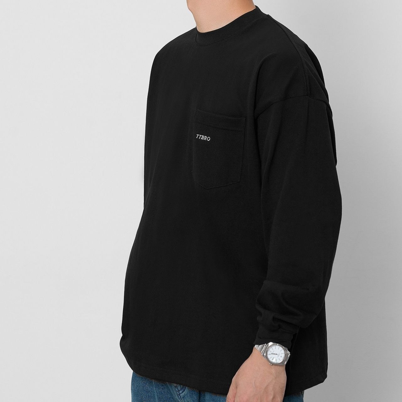 肩ロゴシンプルベーシックロングTシャツ　1169