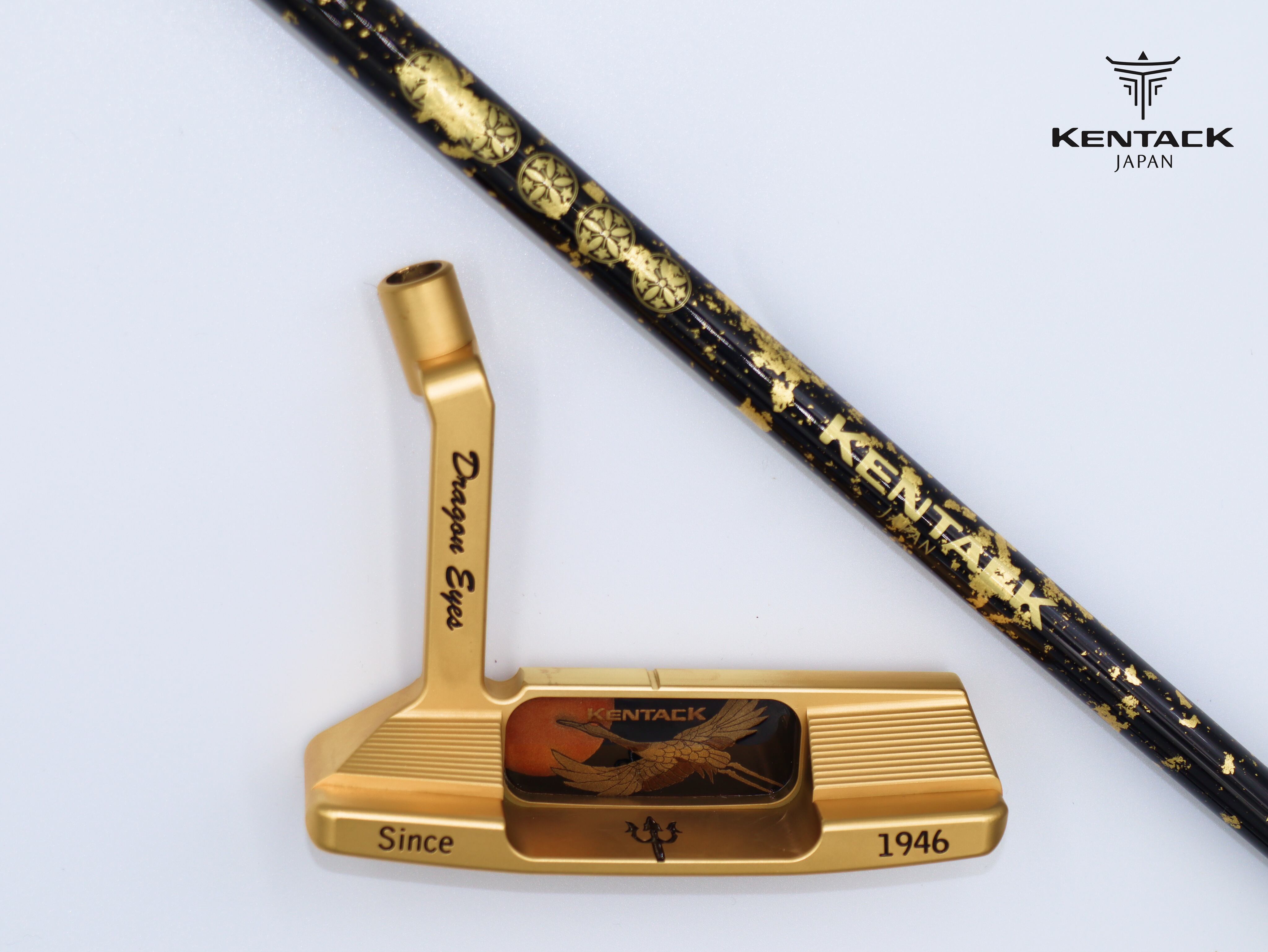 #157 Dragon Eyes 蒔絵24Kゴールドパター(鶴と月)_5家紋シャフト