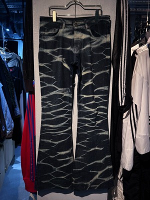 【D4C】vintage wash breach design low rise flare denim pants