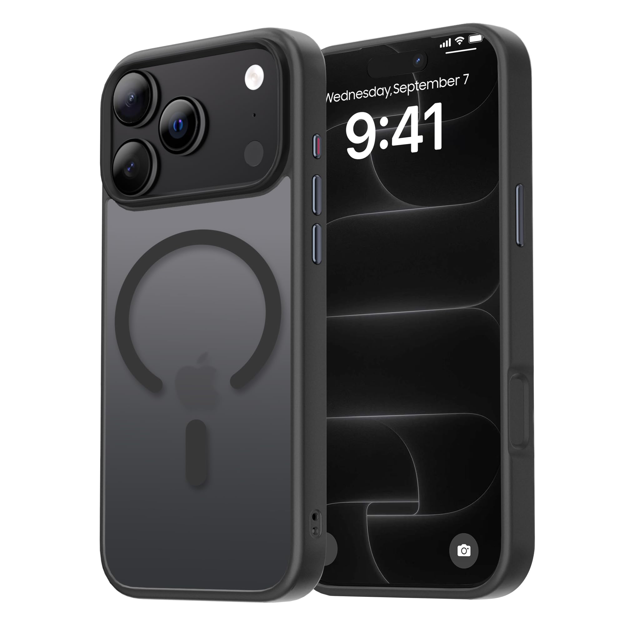 Jimari iPhone 18 Pro 用ケース MagSafe対応 マット半透明 指紋防止 滑り止め 耐衝撃 ブラック