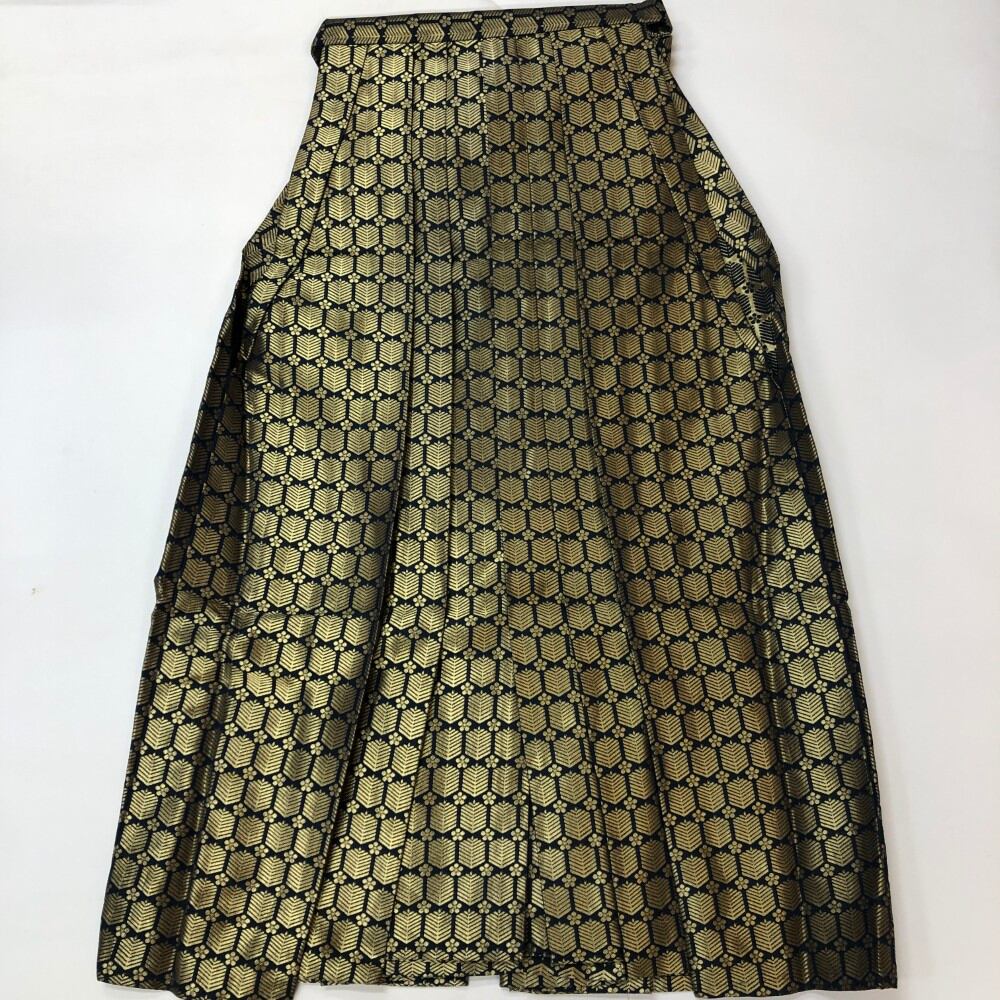 袴 行灯袴 男袴 紐下丈90cm L-2L size 男性用袴 成人式袴 金 紺 中古 6346