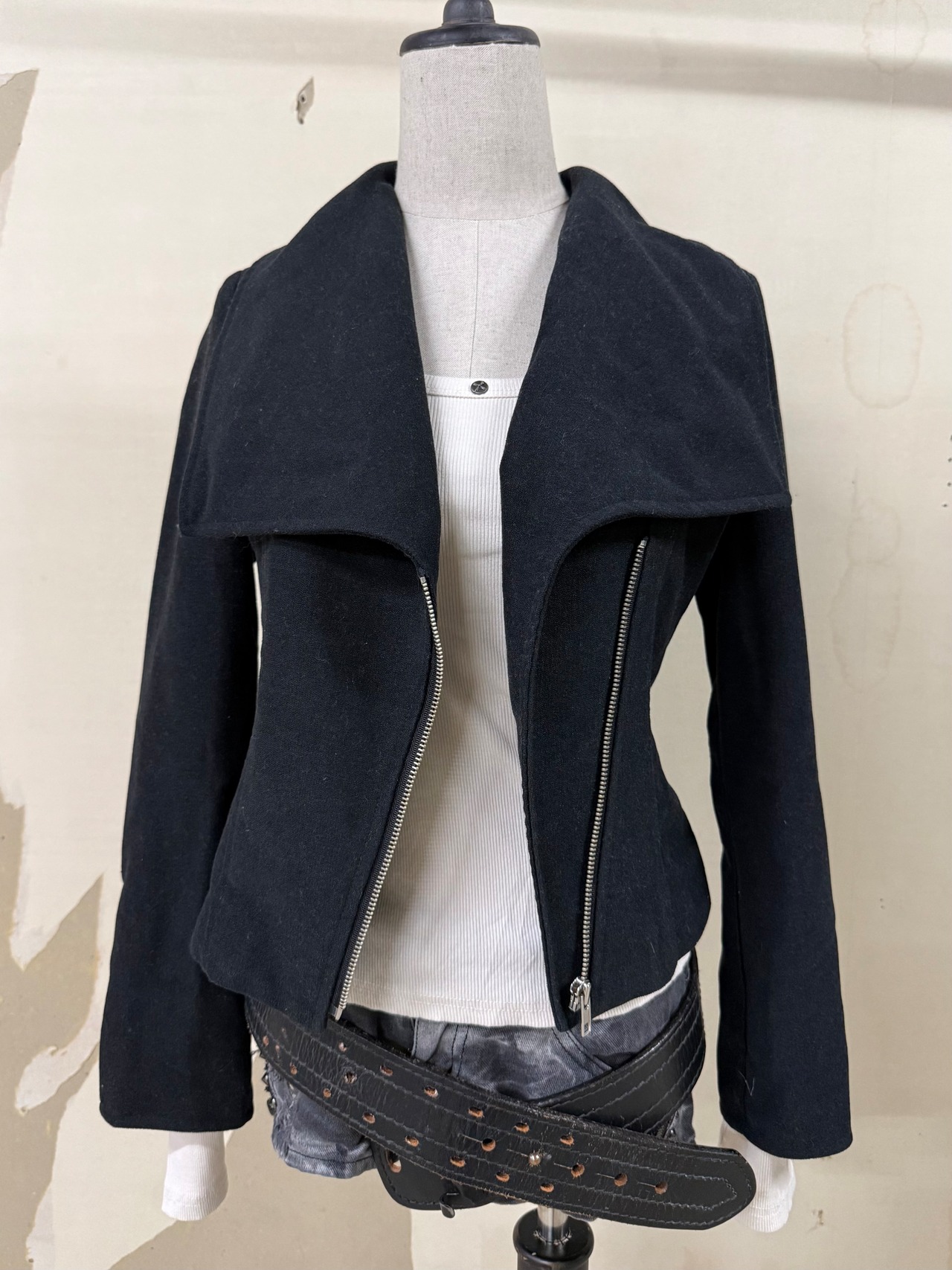 asymmetry wool jacket