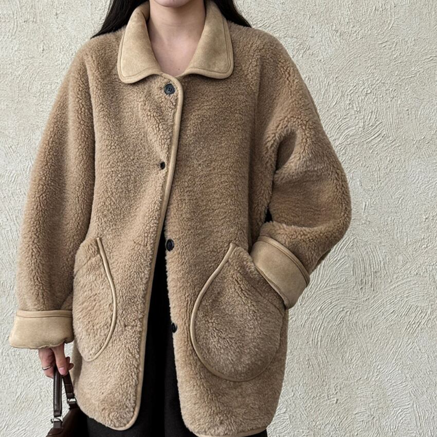 middle-length boa coat　J00110